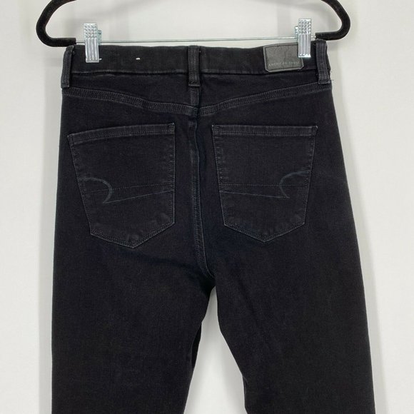 American Eagle Curvy Jegging Jeans Size 4 Super Hi-Rise Stretch Crop Denim Black - Picture 8 of 12